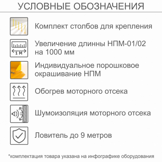 Наклонный подъемник для инвалидов по ТУ НПМ-02, с столбов для крепления, с увеличеной длиной на 1000 мм , с обогревом моторного отсека (для регионов с холодным климатом), с шумоизоляцией моторного отсека